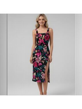 Boho Floral Print Split Thigh Cami Dress